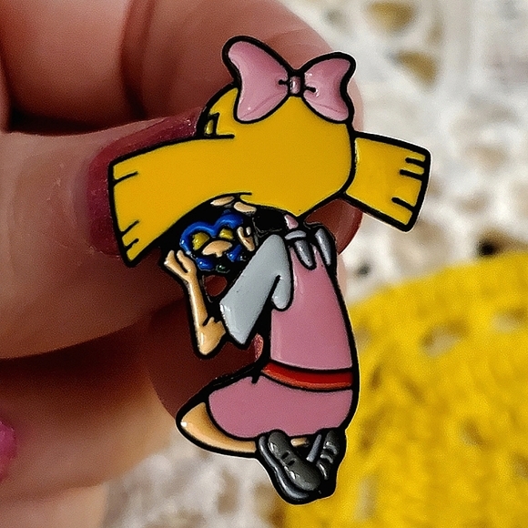 Helga & her Locket enamel lapel push pin. - Picture 3 of 6